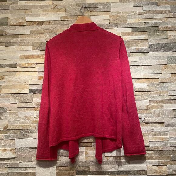 Eileen Fisher S Open Front Cardigan | 100% Linen, Red Pink Knit, Minimalist NWOT - Picture 2 of 5